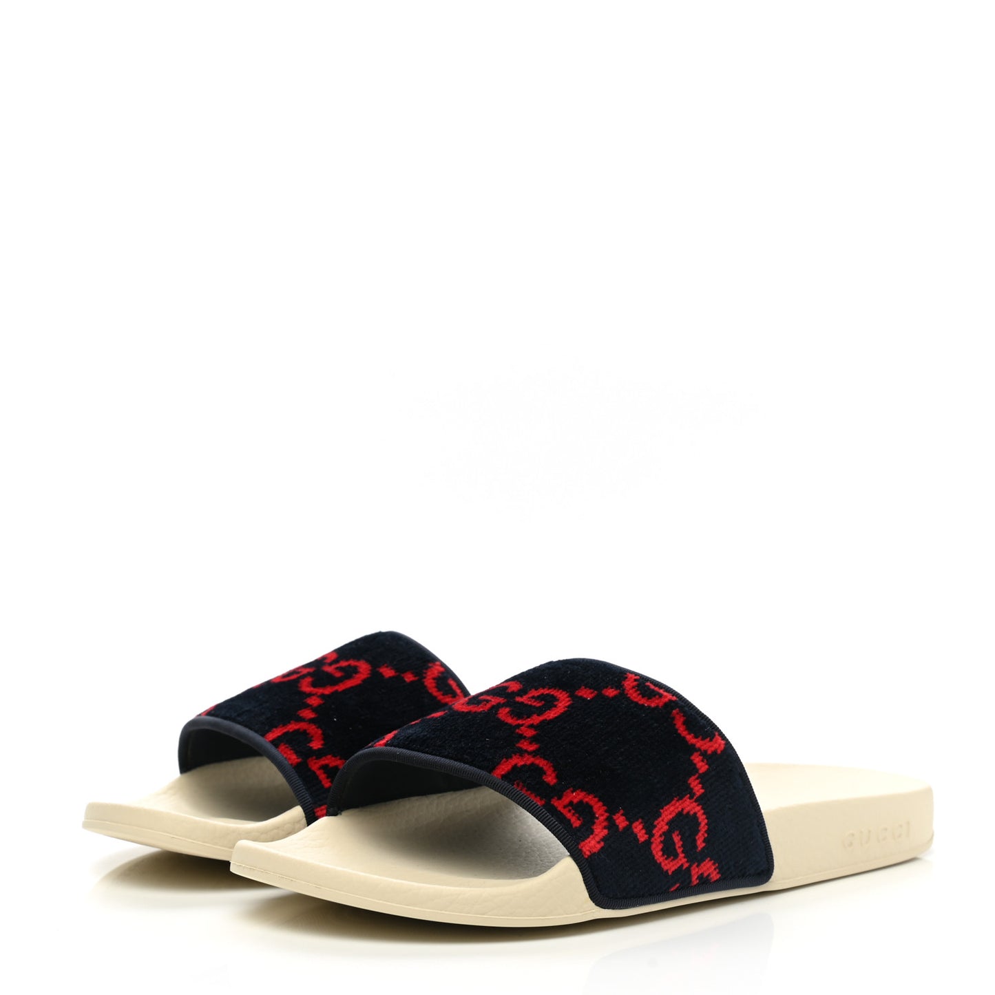 Terry Cloth GG Monogram Slide Sandals 40 Blue Red