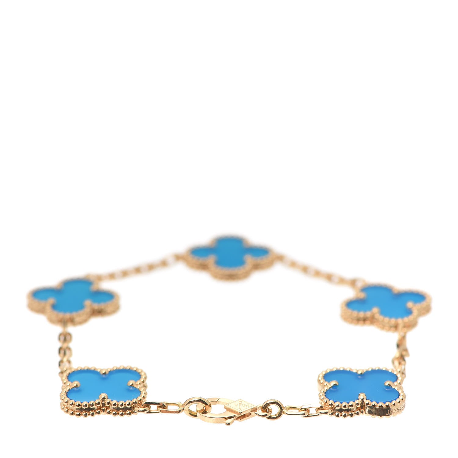 Van Cleef & Arpels 18K Yellow Gold Blue Agate 5 Motifs Vintage Alhambra Bracelet 3 of 8