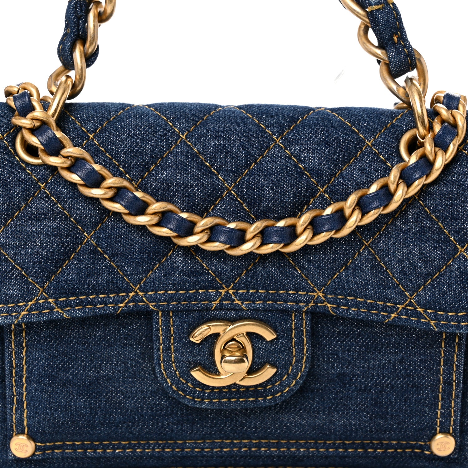 Chanel Denim Quilted Double You Mini Flap Blue 8 of 10