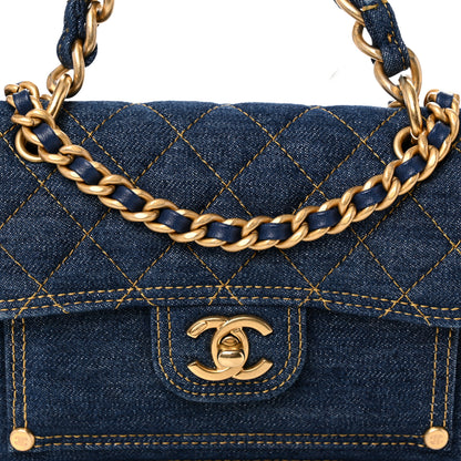 Chanel Denim Quilted Double You Mini Flap Blue 8 of 10