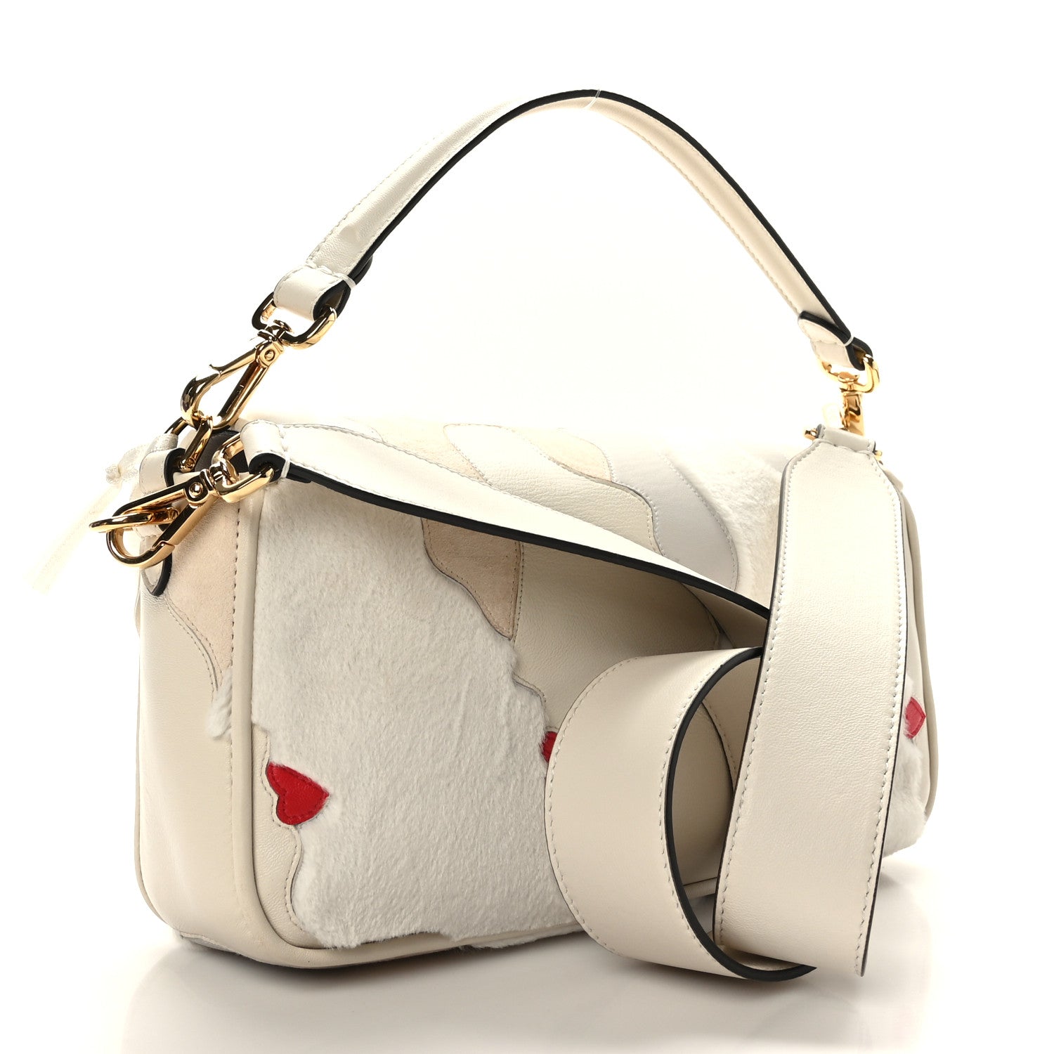 Fendi Mink Fur Nappa Faces Baguette Multicolor Bianco Carta 3 of 8