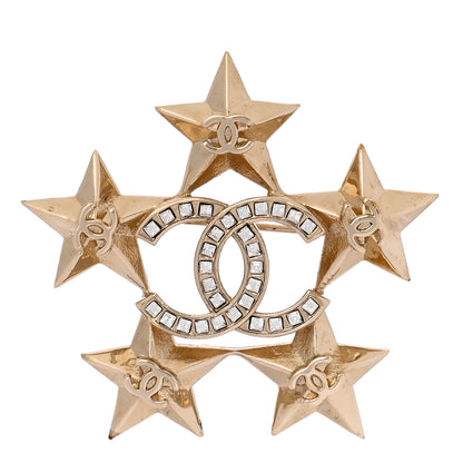 Chanel Baguette Crystal CC Star Brooch Gold 1 of 5