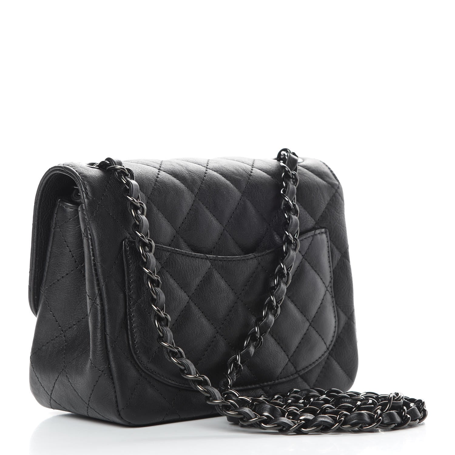 Chanel Crumpled Calfskin Quilted Mini Square Flap So Black 3 of 11