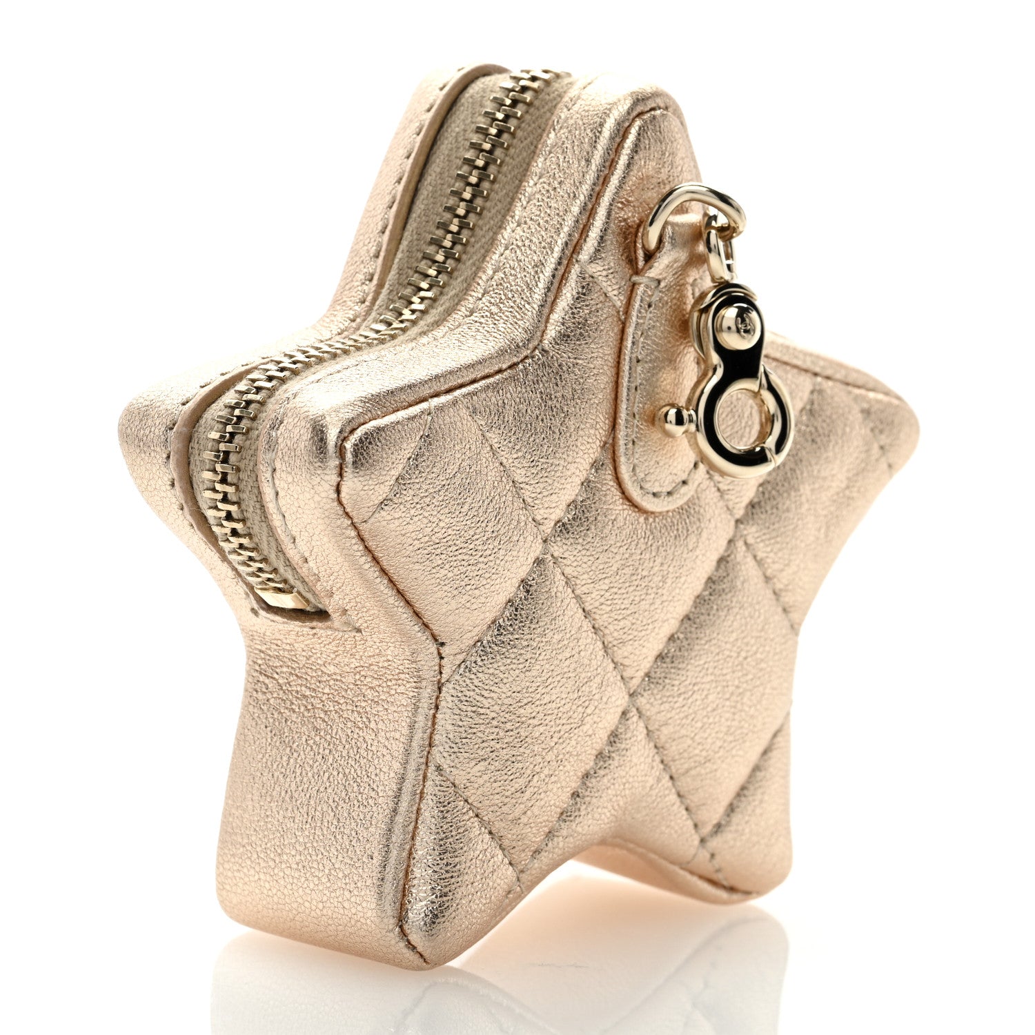 Chanel Metallic Lambskin Walk Of Fame Star Clip On Coin Purse Gold 3 of 7