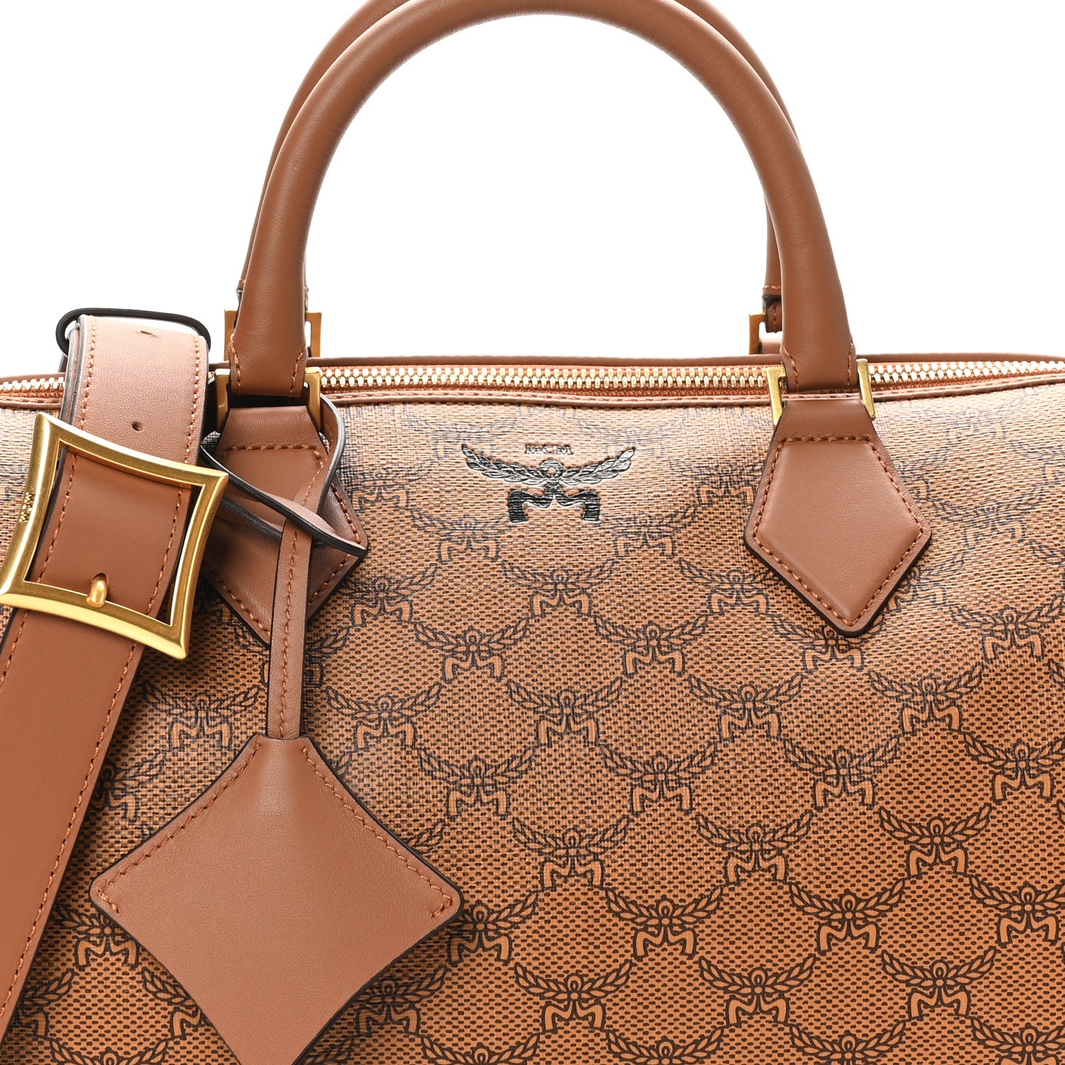 MCM Lauretos Nappa Medium Ella Boston Bag Cognac 7 of 9