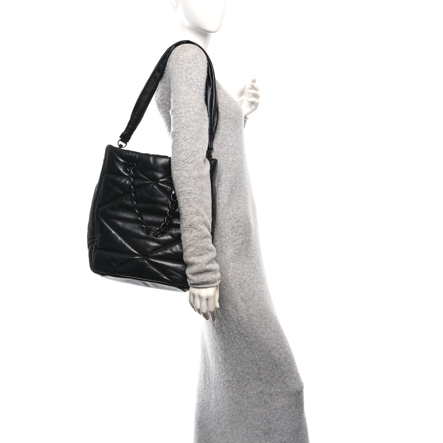 Nappa Cloud Quilted Travia Medium Tote Black