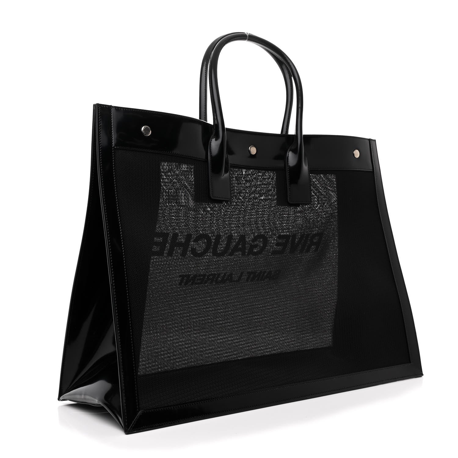 Saint Laurent Mesh Patent Rive Gauche Tote Black 3 of 12