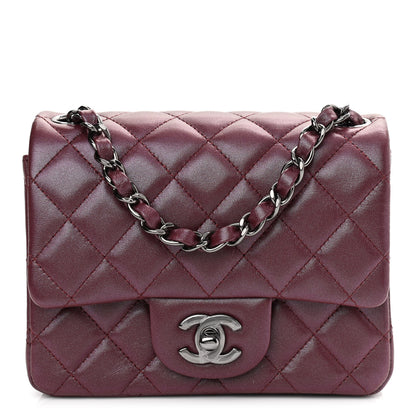 Chanel Iridescent Lambskin Quilted Mini Square Flap Burgundy 1 of 11