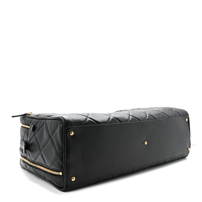 Chanel Shiny Grained Calfskin Quilted Large Travel Bowling Bag Black 4 of 10