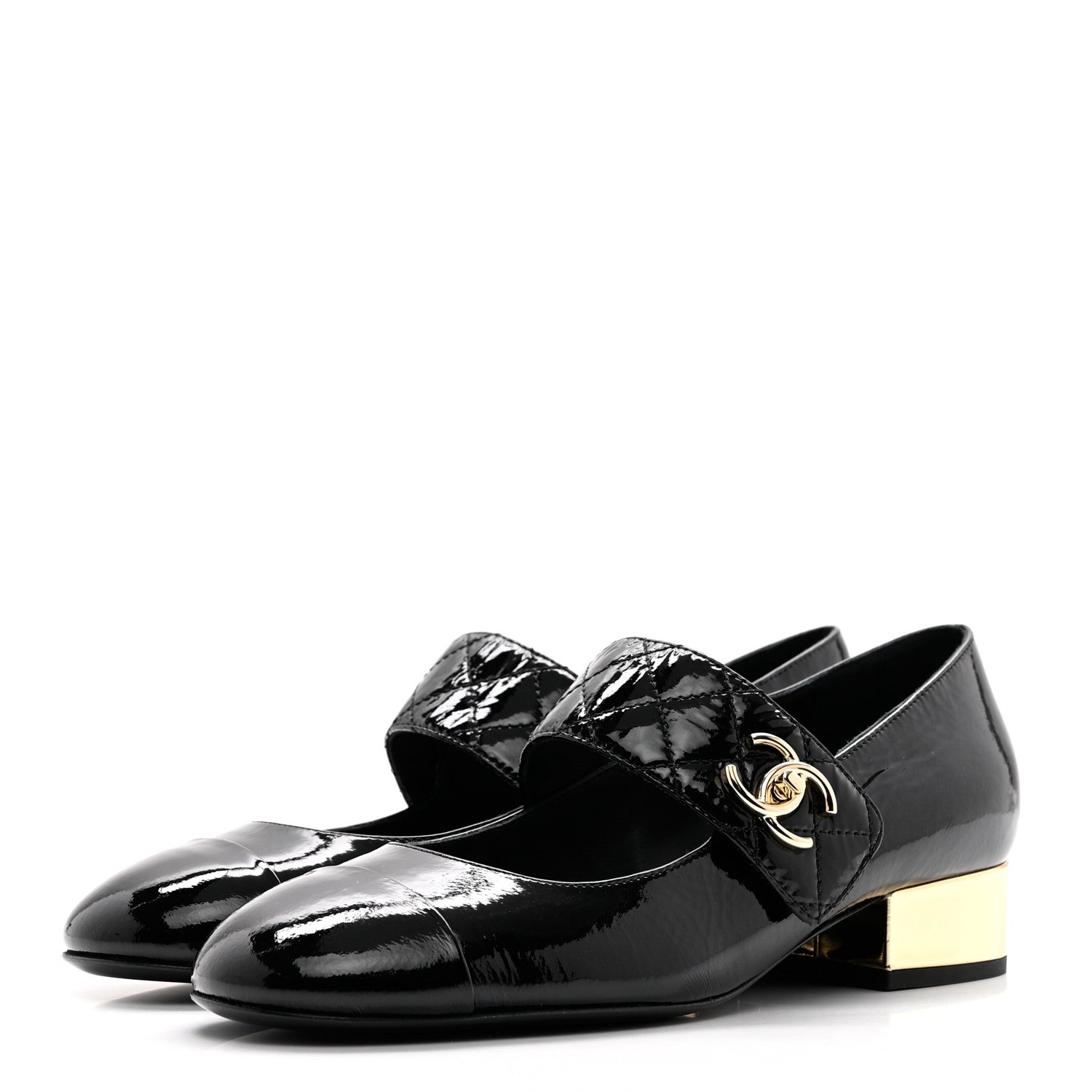 Chanel Patent Goatskin Cap Toe Mary Janes 38.5 Black 3 of 8