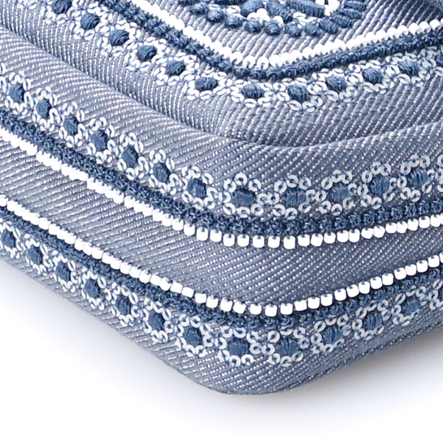 Denim Embroidered Coral Bandana Mini Baguette Myrtle