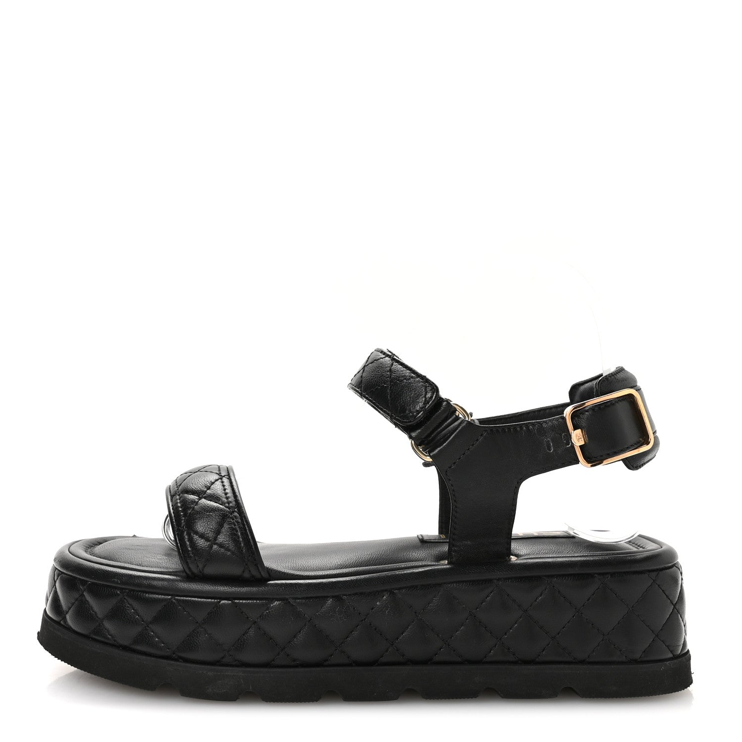 Chanel Lambskin Quilted Platform Sandals 38 Black 1 of 9