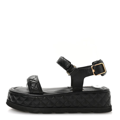 Chanel Lambskin Quilted Platform Sandals 38 Black 1 of 9