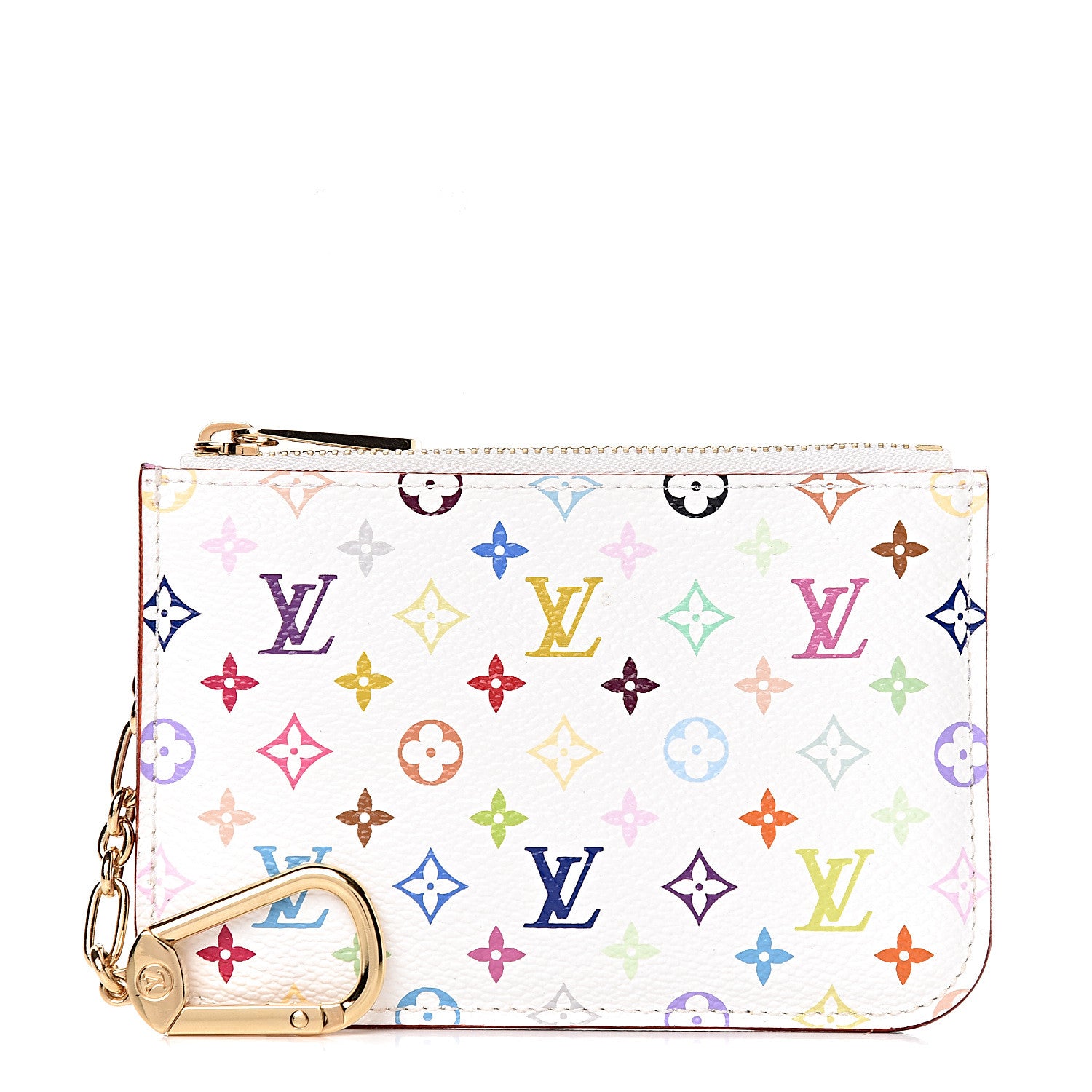 Louis Vuitton Monogram Multicolor Key Pouch White Litchi 1 of 6