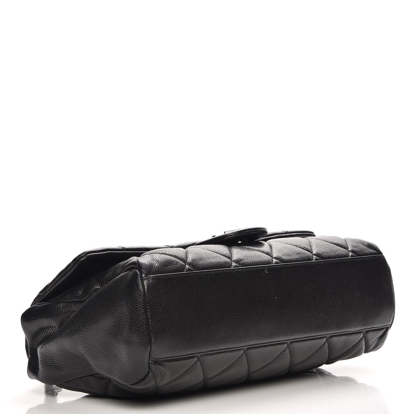 Glazed Caviar Medium Nature Flap Bag Black