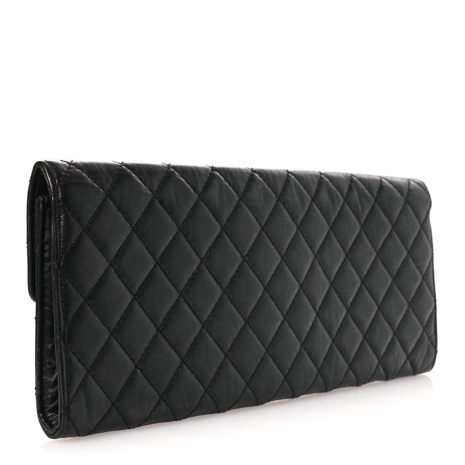 Chanel Metallic Aged Calfskin Quilted Paris Hamburg Clutch Black 3 of 9