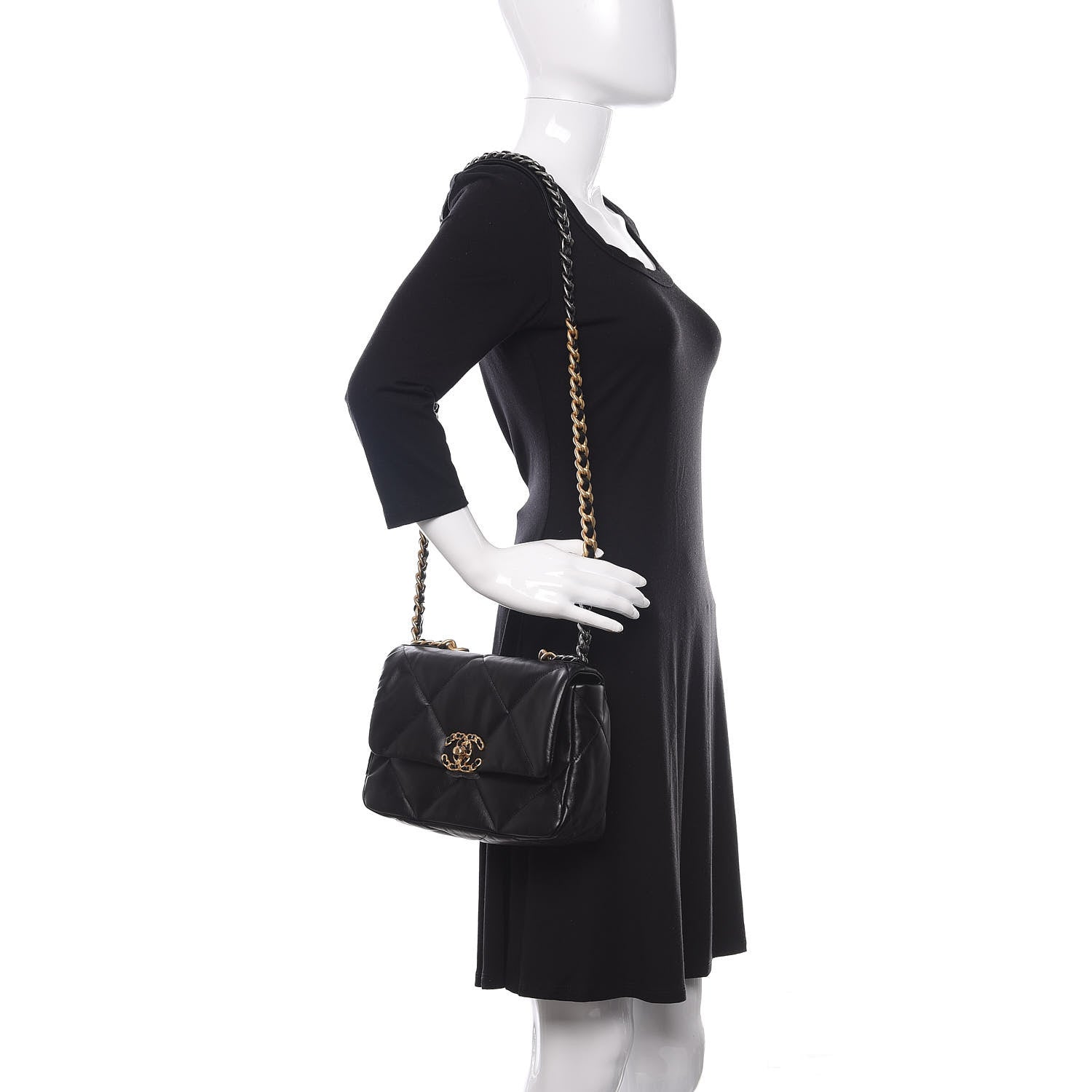 Chanel Goatskin Quilted Medium 19 Flap Black 2 of 11