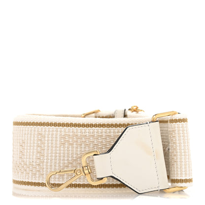 Fendi Cannete Ribbon Poly Vitello Century Logo Adjustable Strap You White Garza Ecru 1 of 7