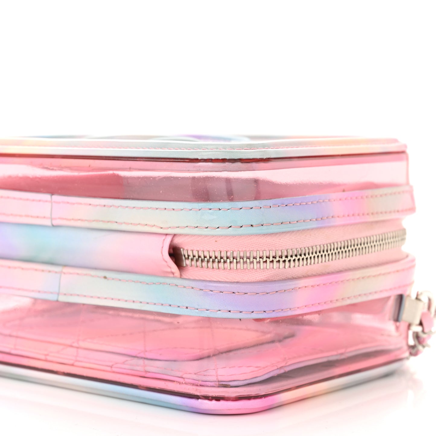 PVC Patent Calfskin Patent Lambskin Small CC Vanity Case Pink