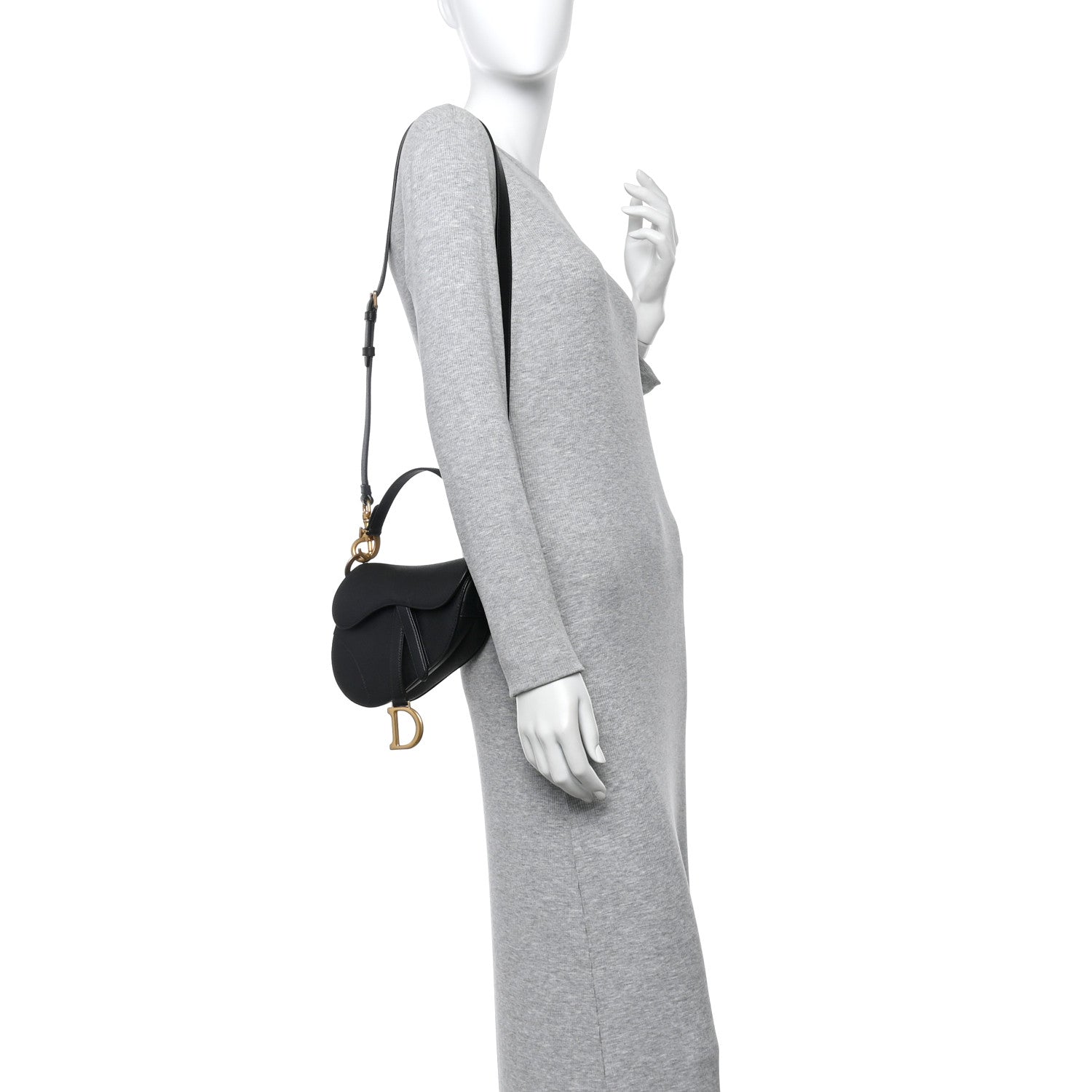 Christian Dior Grained Calfskin Mini Saddle Bag With Strap Black 2 of 11