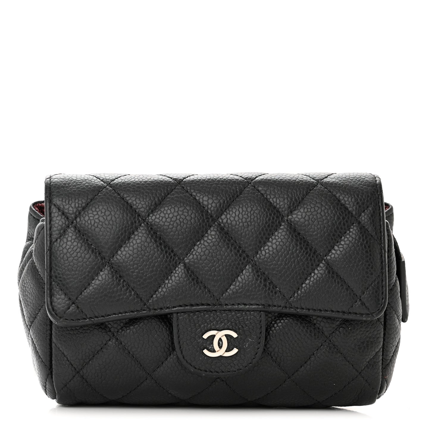 Caviar Quilted Flap Cosmetic Case Black