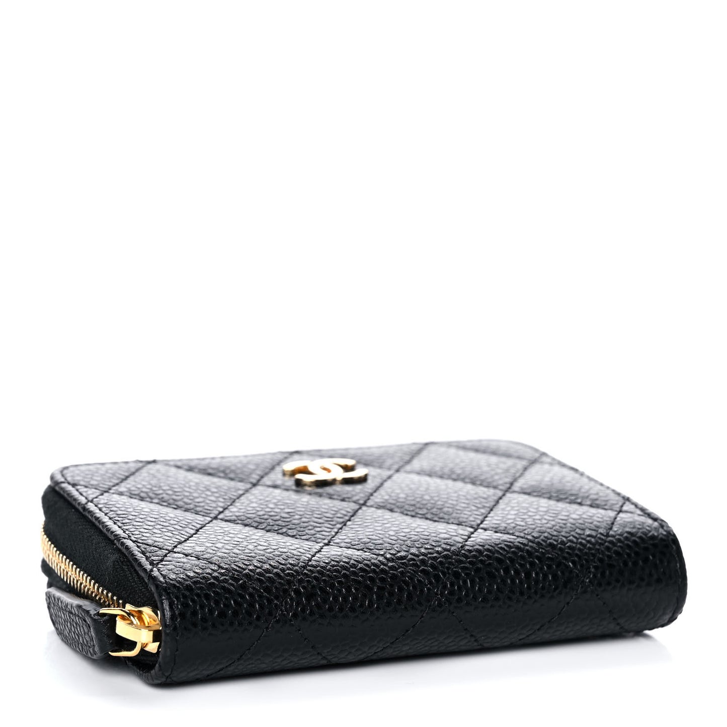 Caviar Quilted Classic Zipped Coin Purse Black
