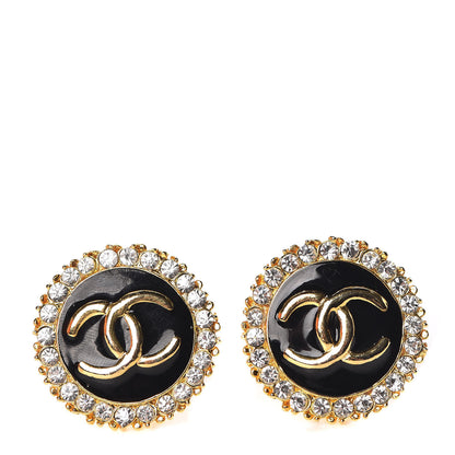 Chanel Crystal Enamel CC Clip On Earrings Gold 1 of 5