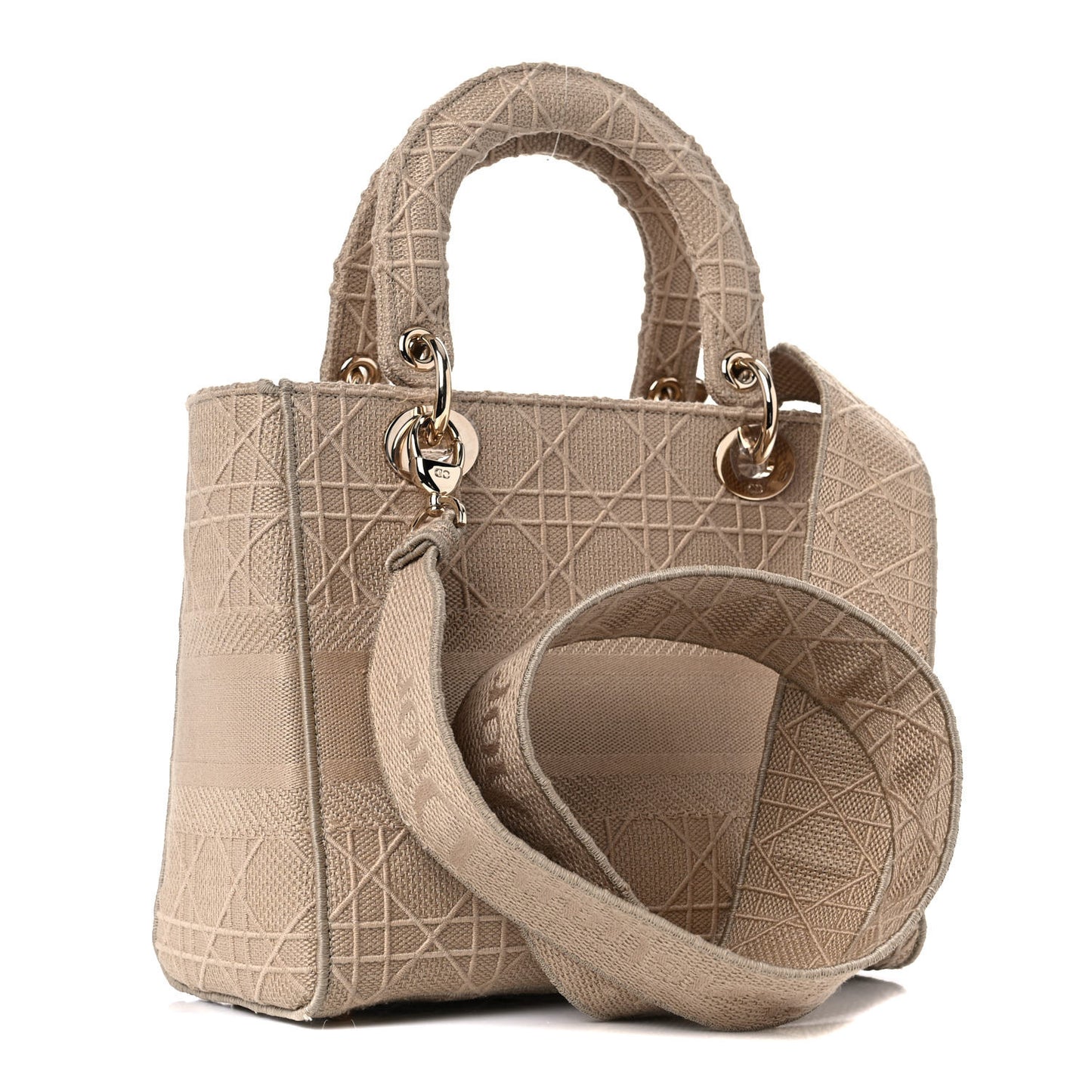 Canvas Embroidered Medium Lady D-Lite Beige