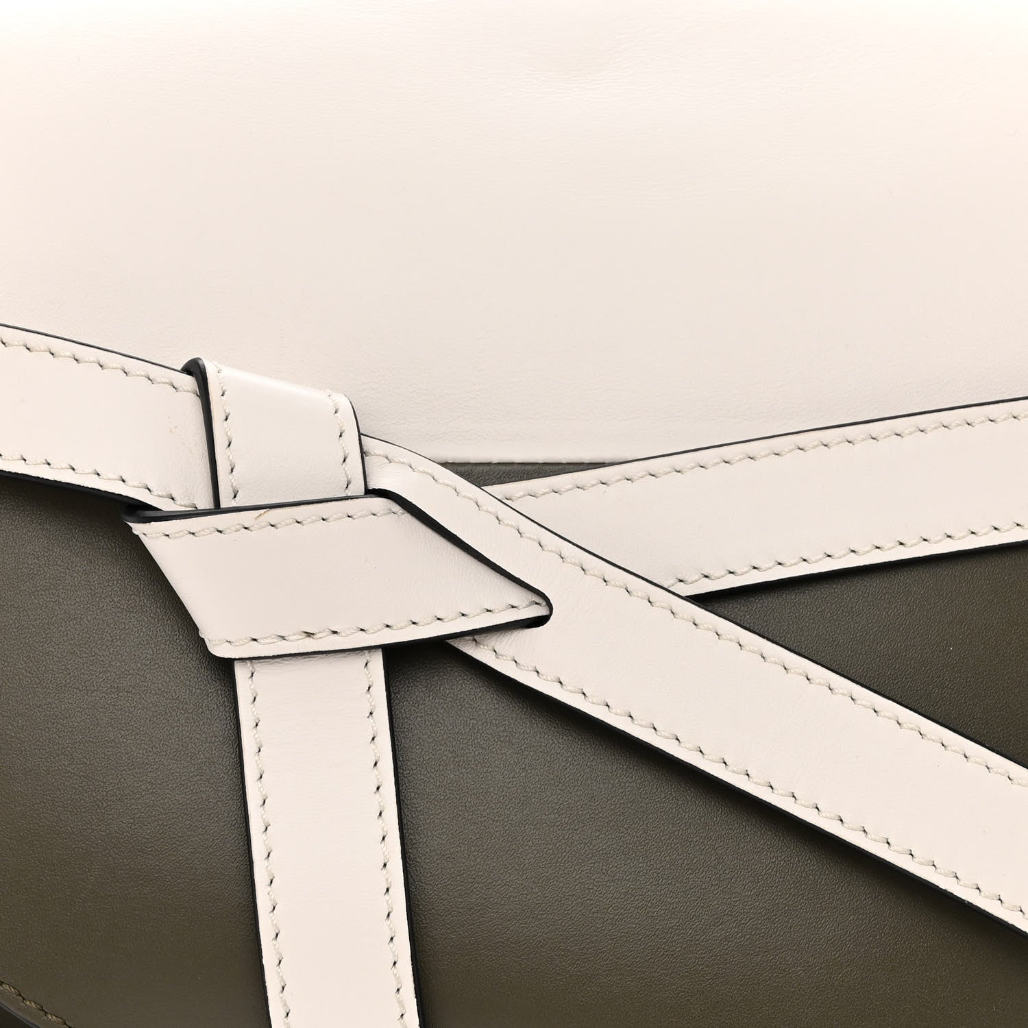Loewe Calfskin Small Gate Crossbody Bag Khaki Green Soft White 8 of 10