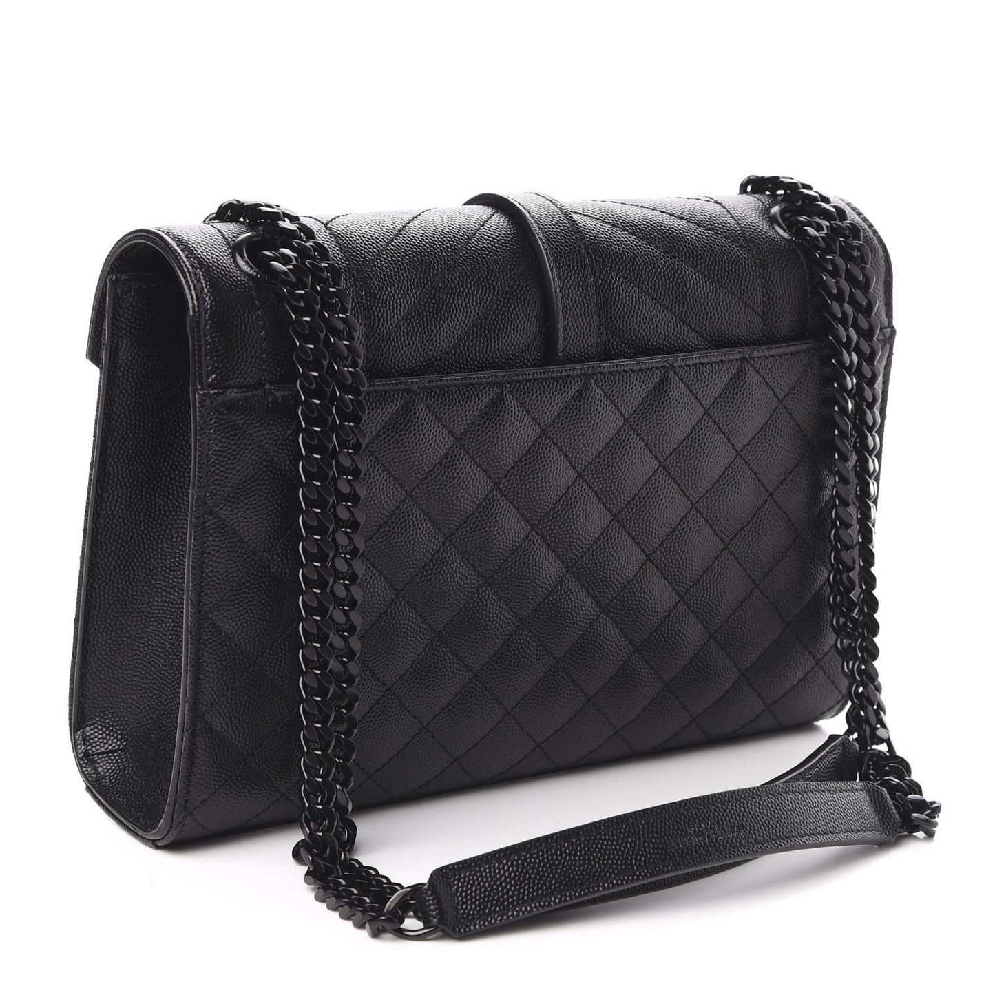 Grain De Poudre Textured Mixed Matelasse Triquilt Medium Monogram Satchel Black