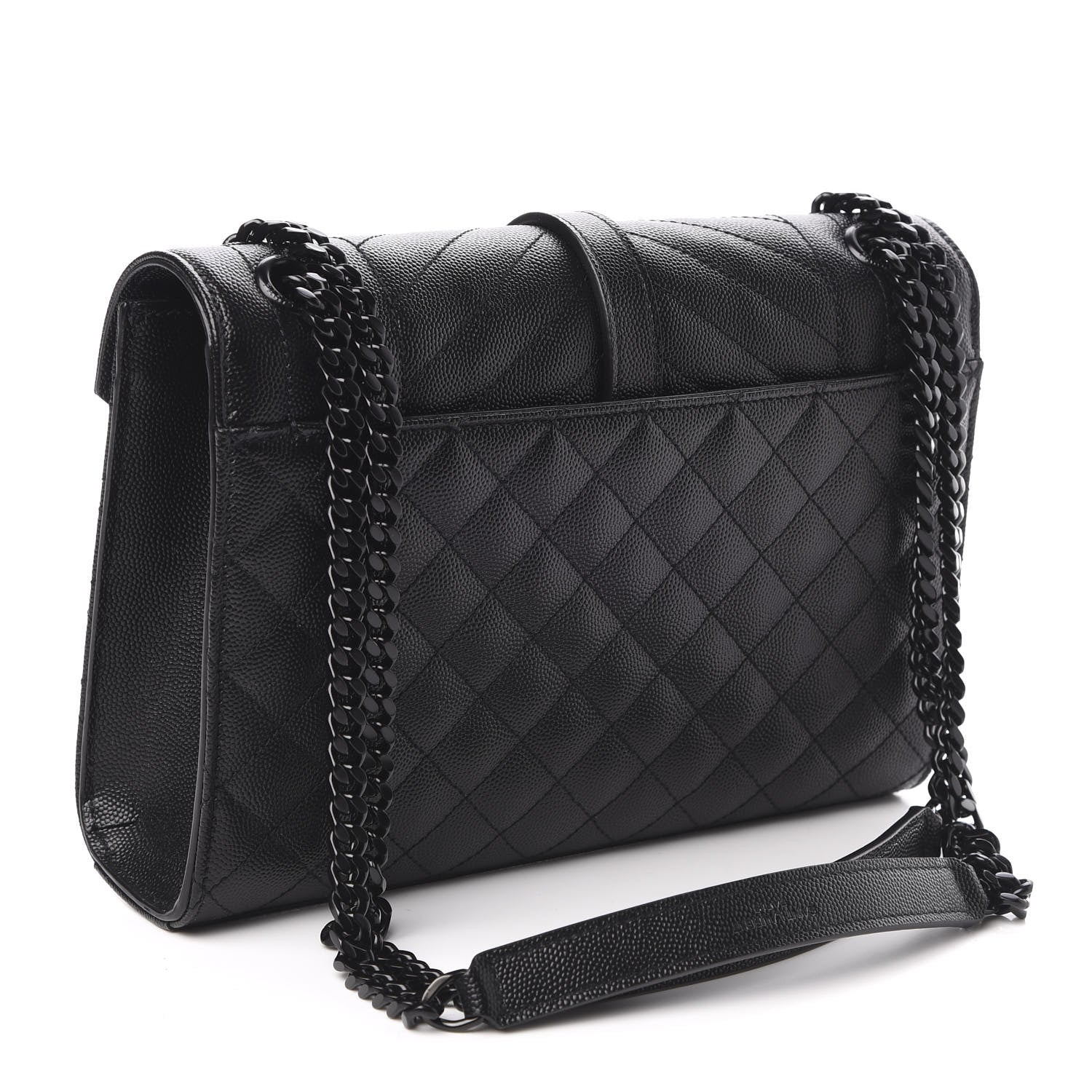 Saint Laurent Grain De Poudre Textured Mixed Matelasse Triquilt Medium Monogram Satchel Black 3 of 9