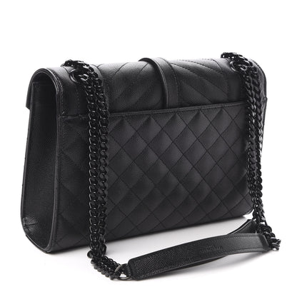 Saint Laurent Grain De Poudre Textured Mixed Matelasse Triquilt Medium Monogram Satchel Black 3 of 9