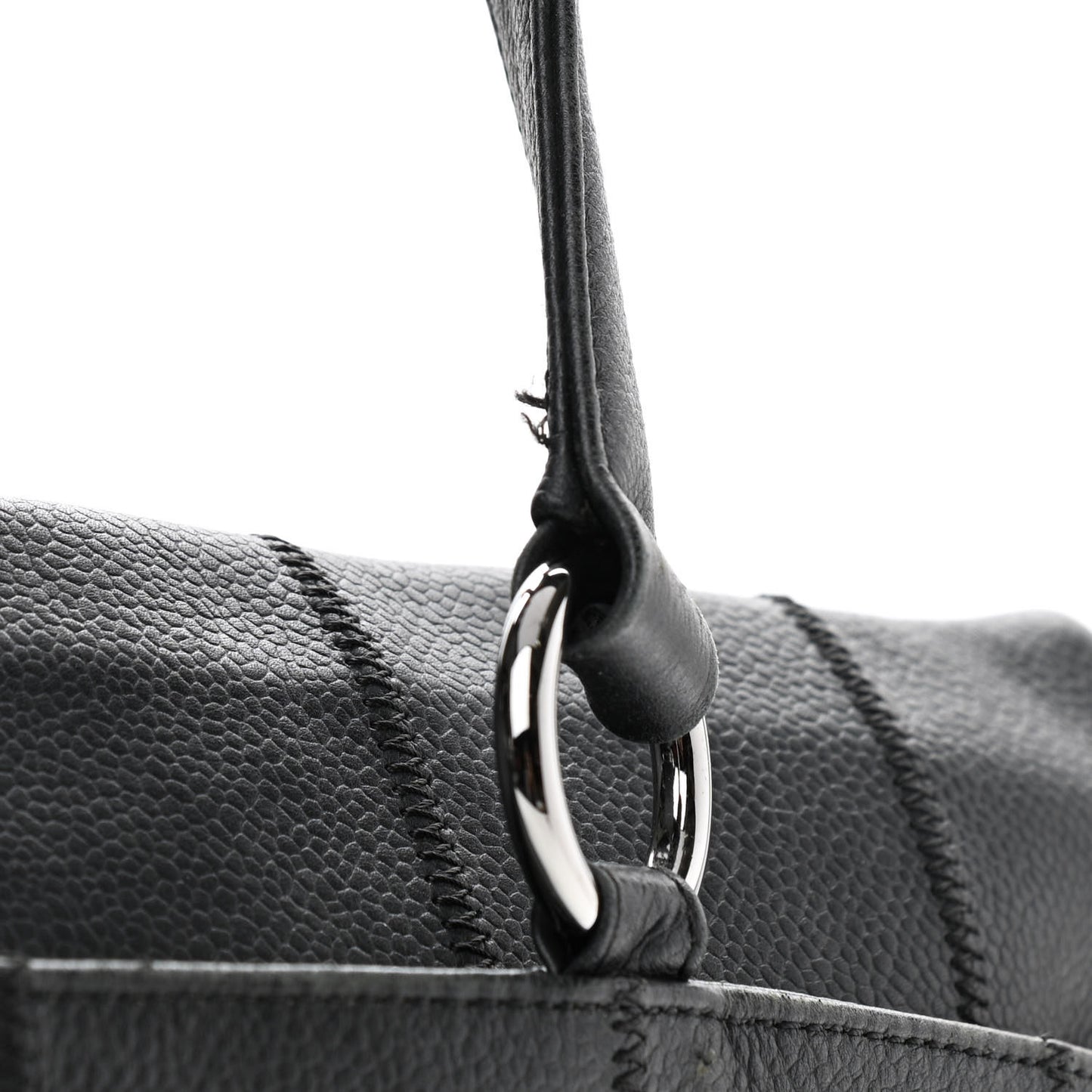 Caviar Square Stitched Large Tote Black