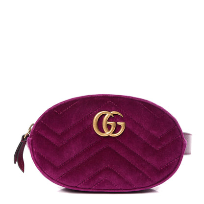 Gucci Velvet Matelasse GG Marmont Belt Bag 75 30 Fuchsia Violet Cyclamen 1 of 10