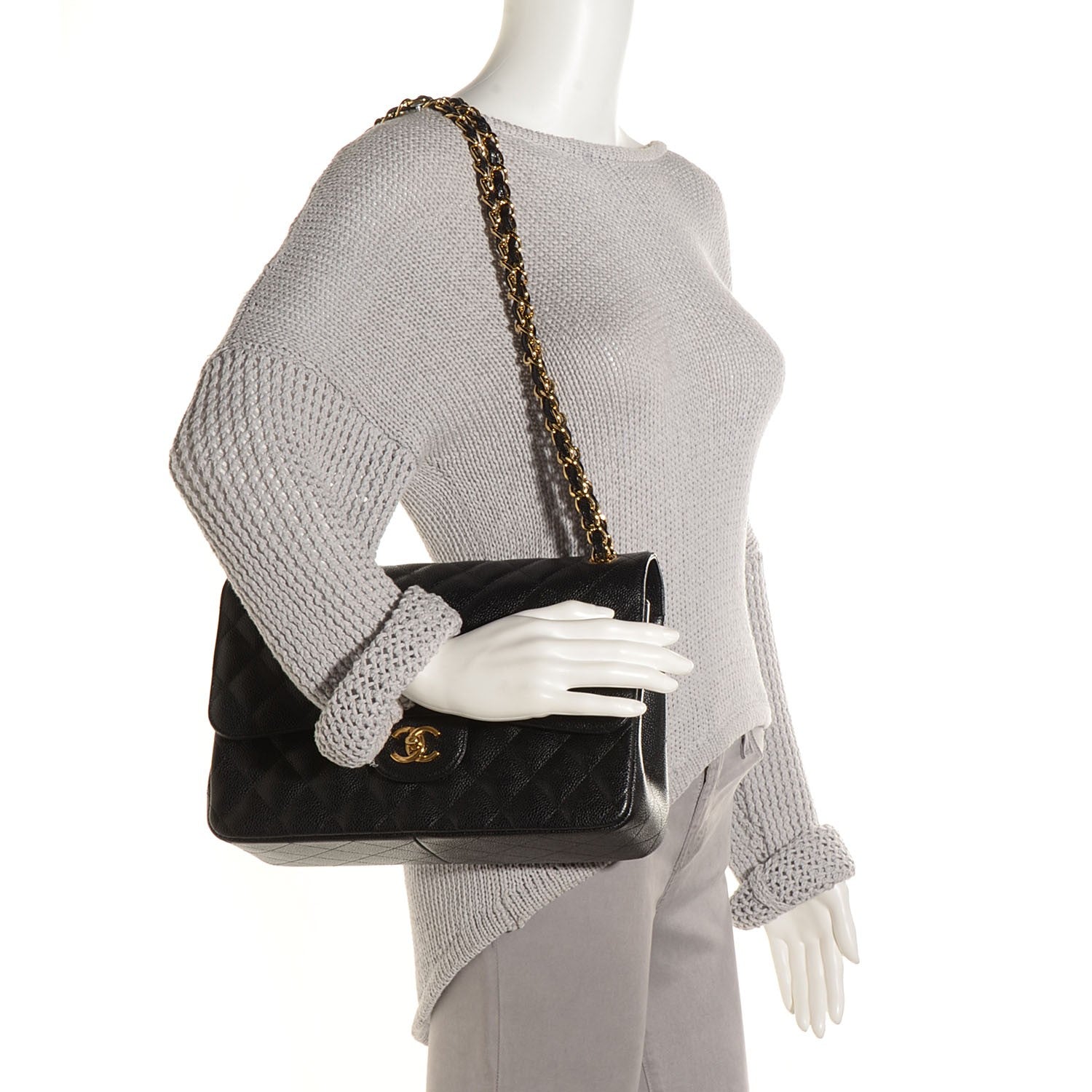 Chanel Caviar Quilted Jumbo Double Flap Black 2 of 10