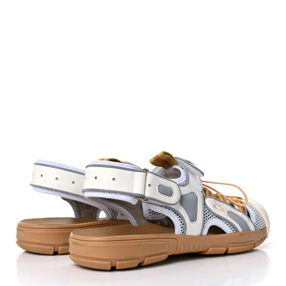 Gucci Mesh Fabric Mens Tinsel Sport Sandals 10 White Silver 4 of 14
