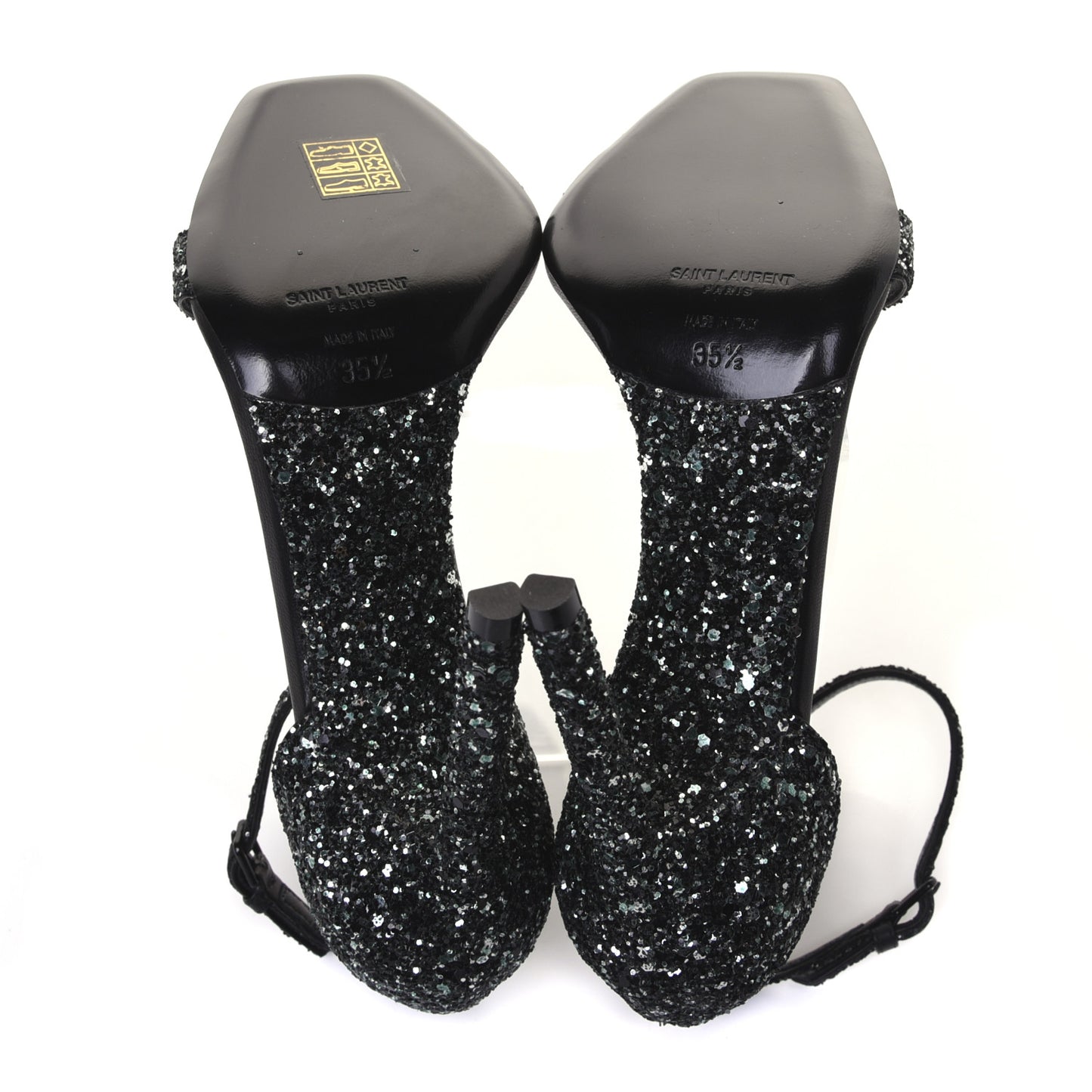 Glitter Amber 105 Ankle Strap Sandals 35.5 Black