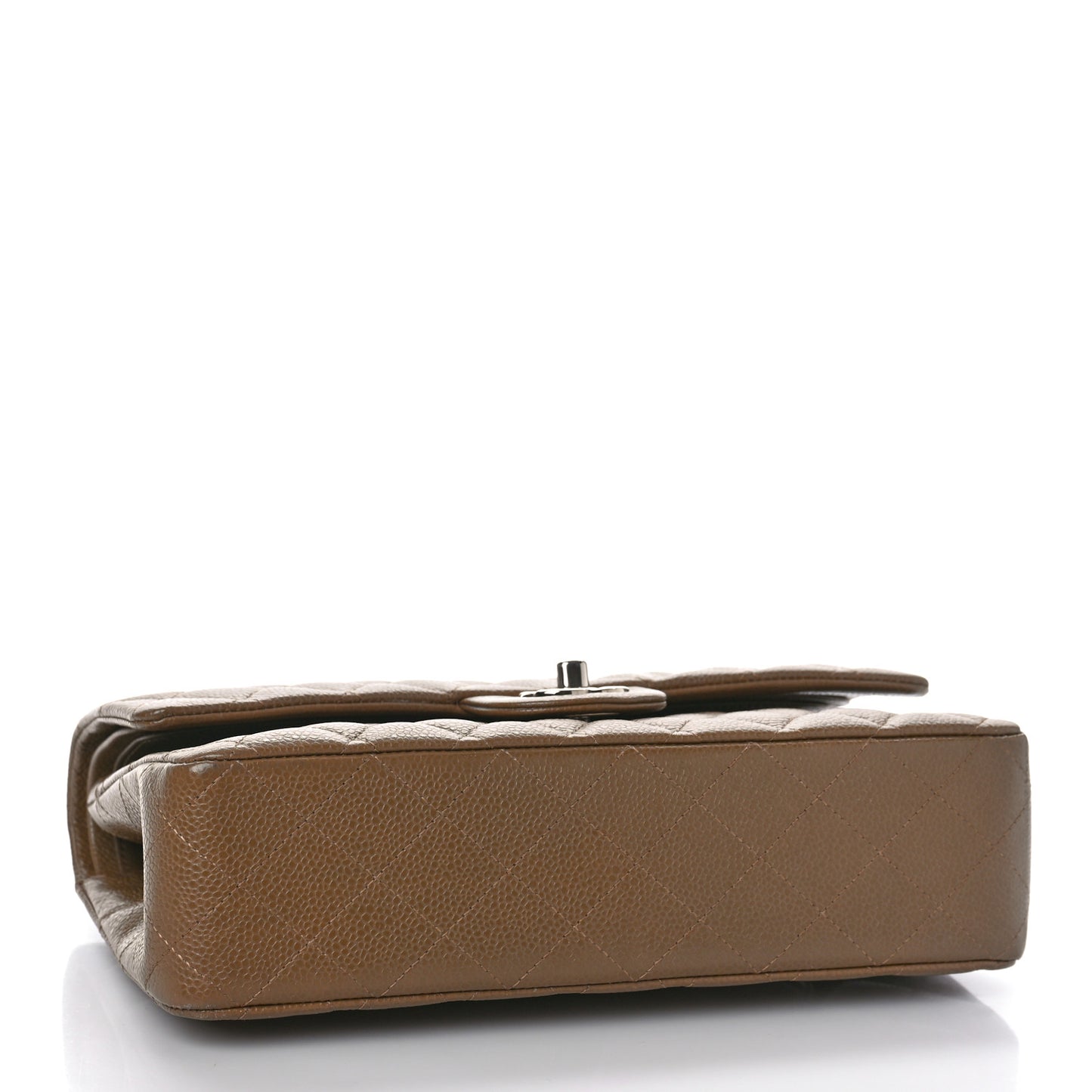 Caviar Quilted Medium Double Flap Dark Beige