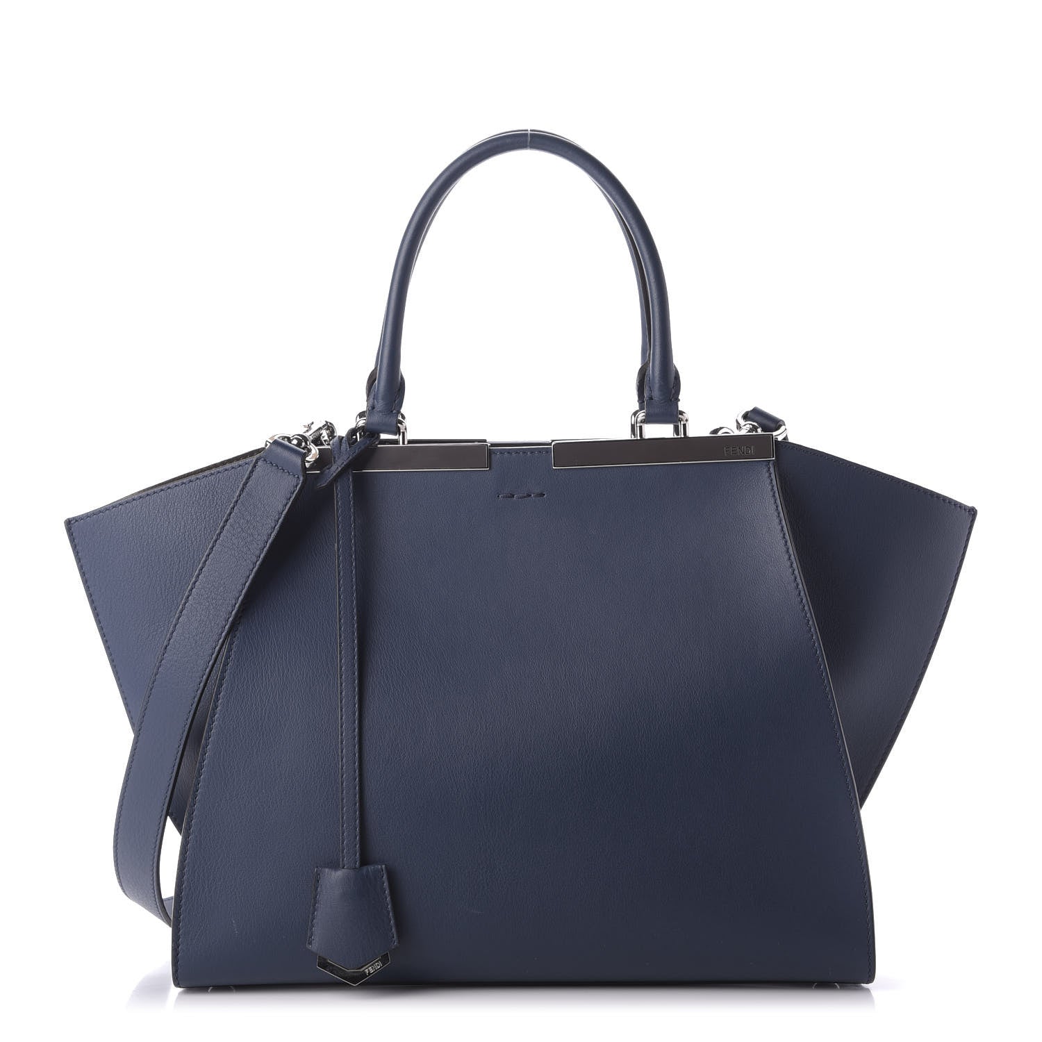 Fendi Vitello Dolce Shiny Nappa Petite 3Jours Tote Blue 1 of 8