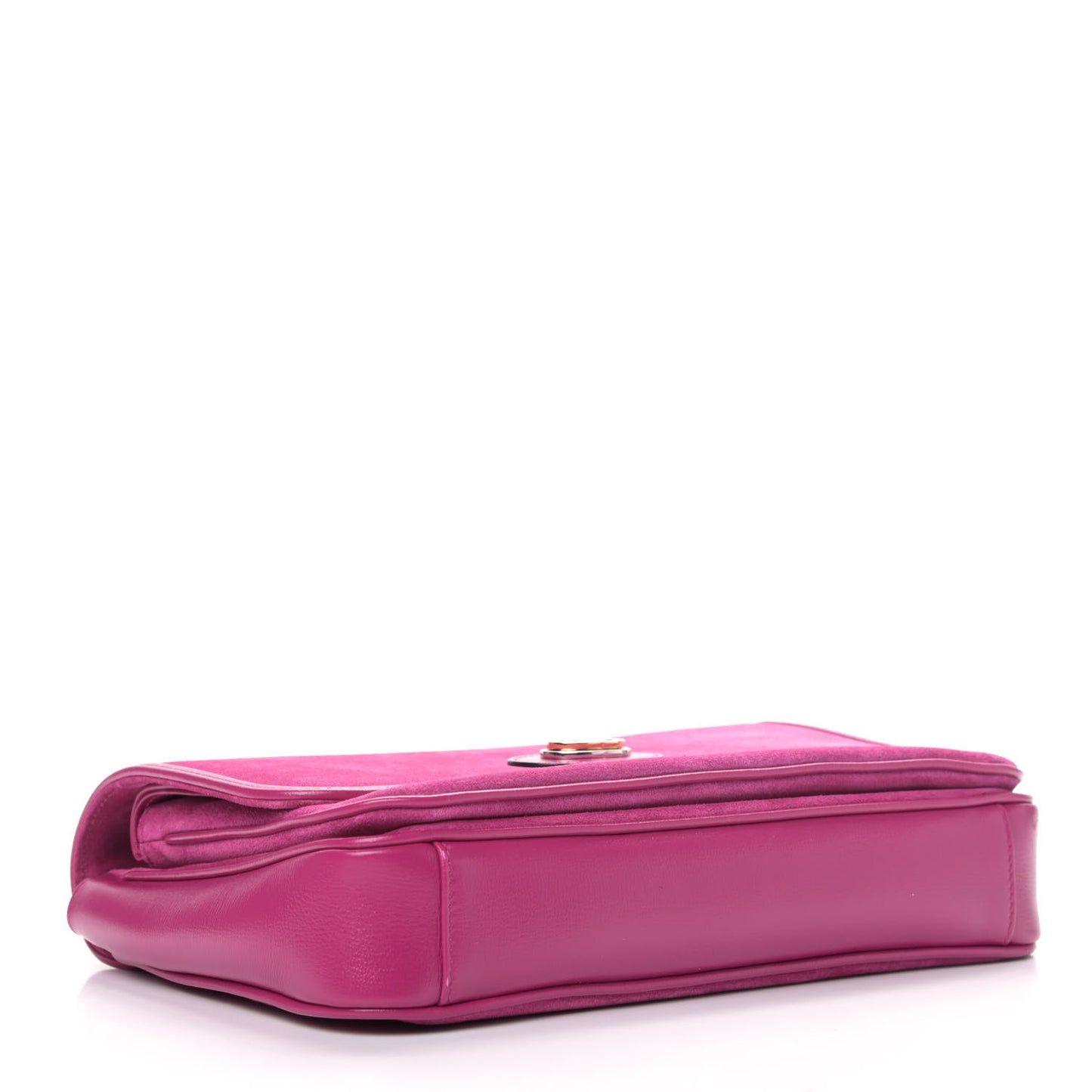 Suede Azalea Calfskin Small Marina Chain Shoulder Bag Fucsia