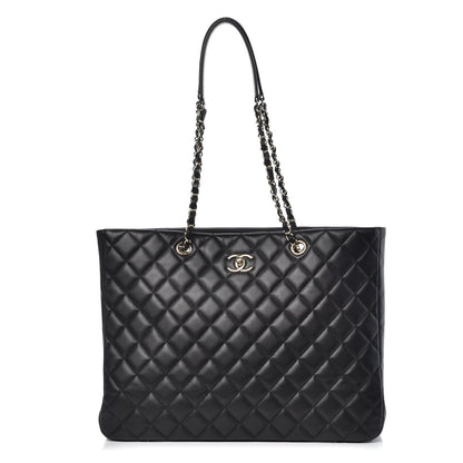 Chanel Calfskin Quilted Large CC Shopping Tote Black 1 of 11