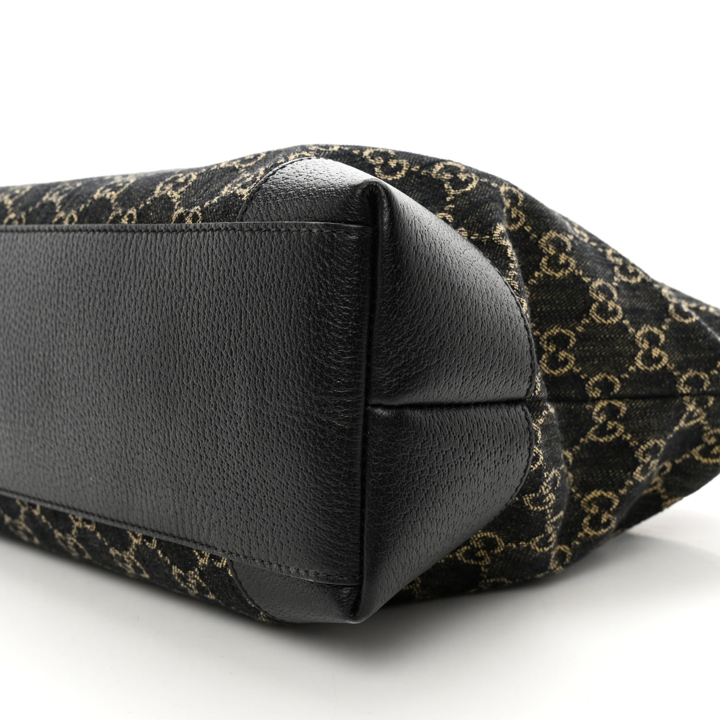Jacquard Black Denim GG Monogram Medium Ophidia Shopping Tote Black Ivory