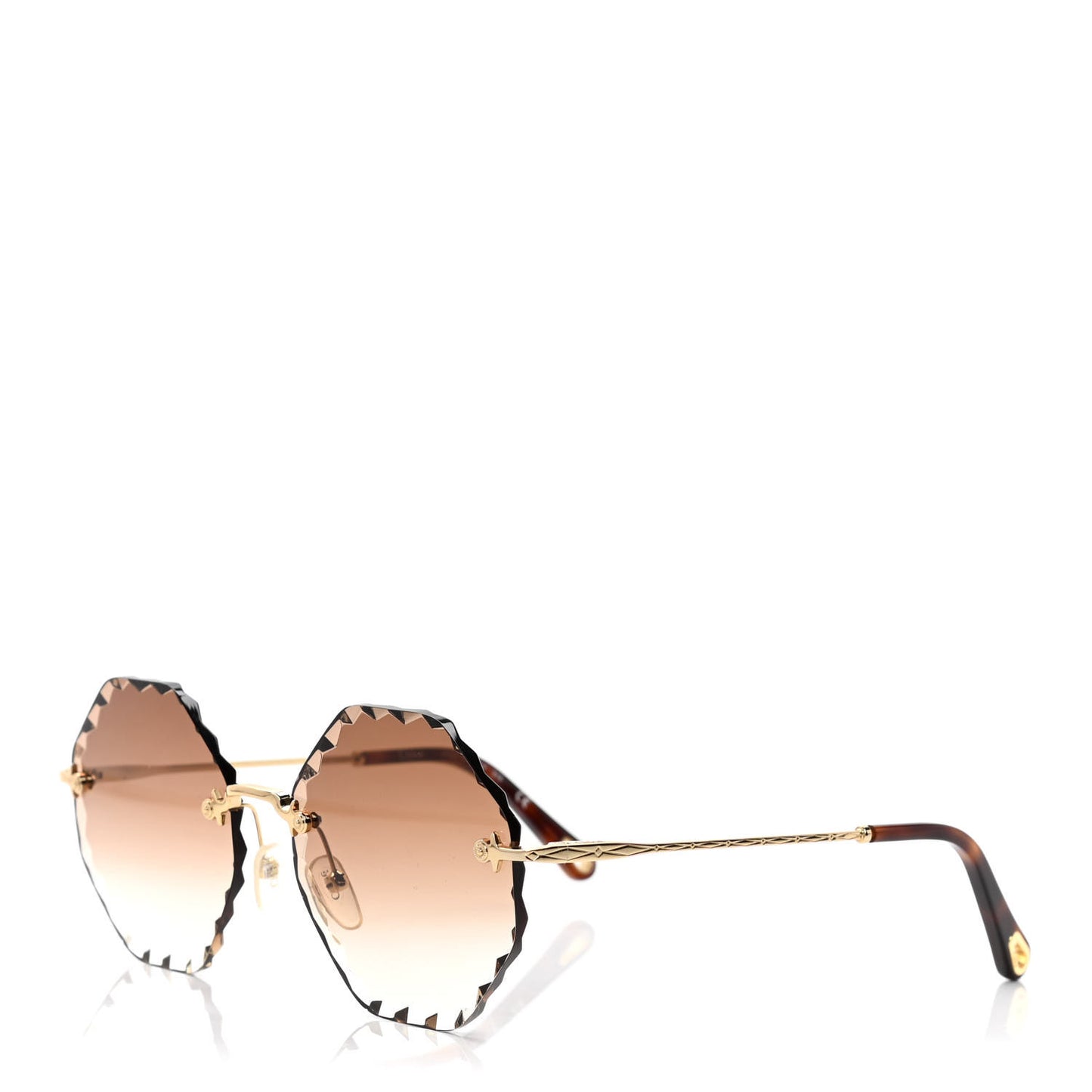 Rosie Bevelled Round Sunglasses CE142S Gold Gradient Brown