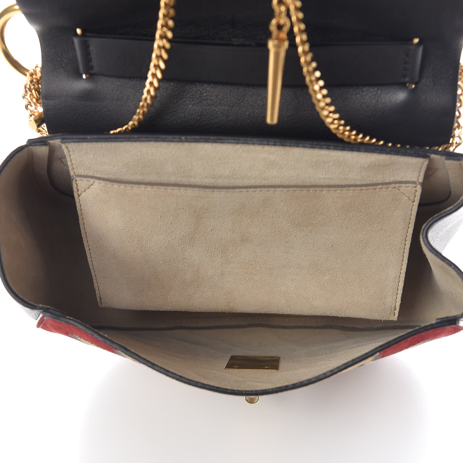 Chloe Suede Calfskin Wonder Woman Patchwork Drew Shoulder Bag Black 5 of 9