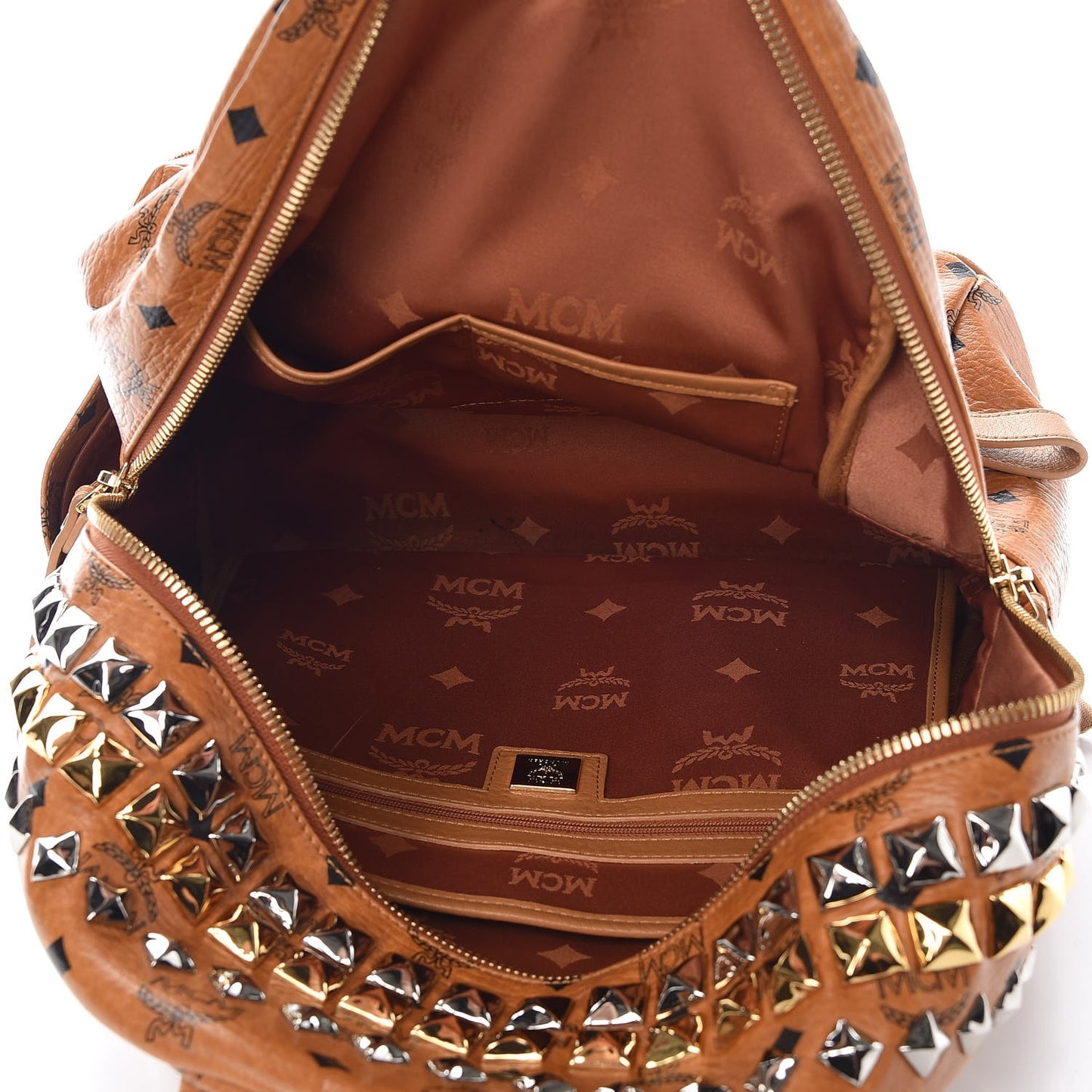 Visetos Crown Stud Medium Stark Backpack Cognac