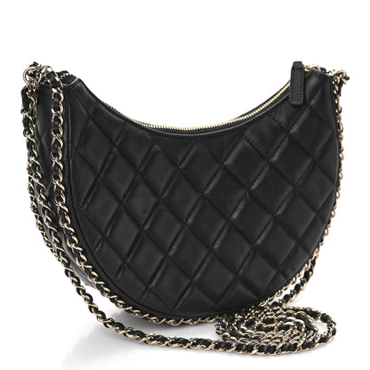 Chanel Lambskin Quilted Small Hobo Bag Black 3 of 10