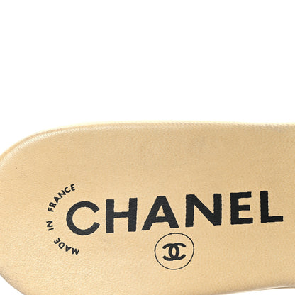 Chanel Lambskin Horizontal Quilted Wedge Sandals 39 Black 6 of 7