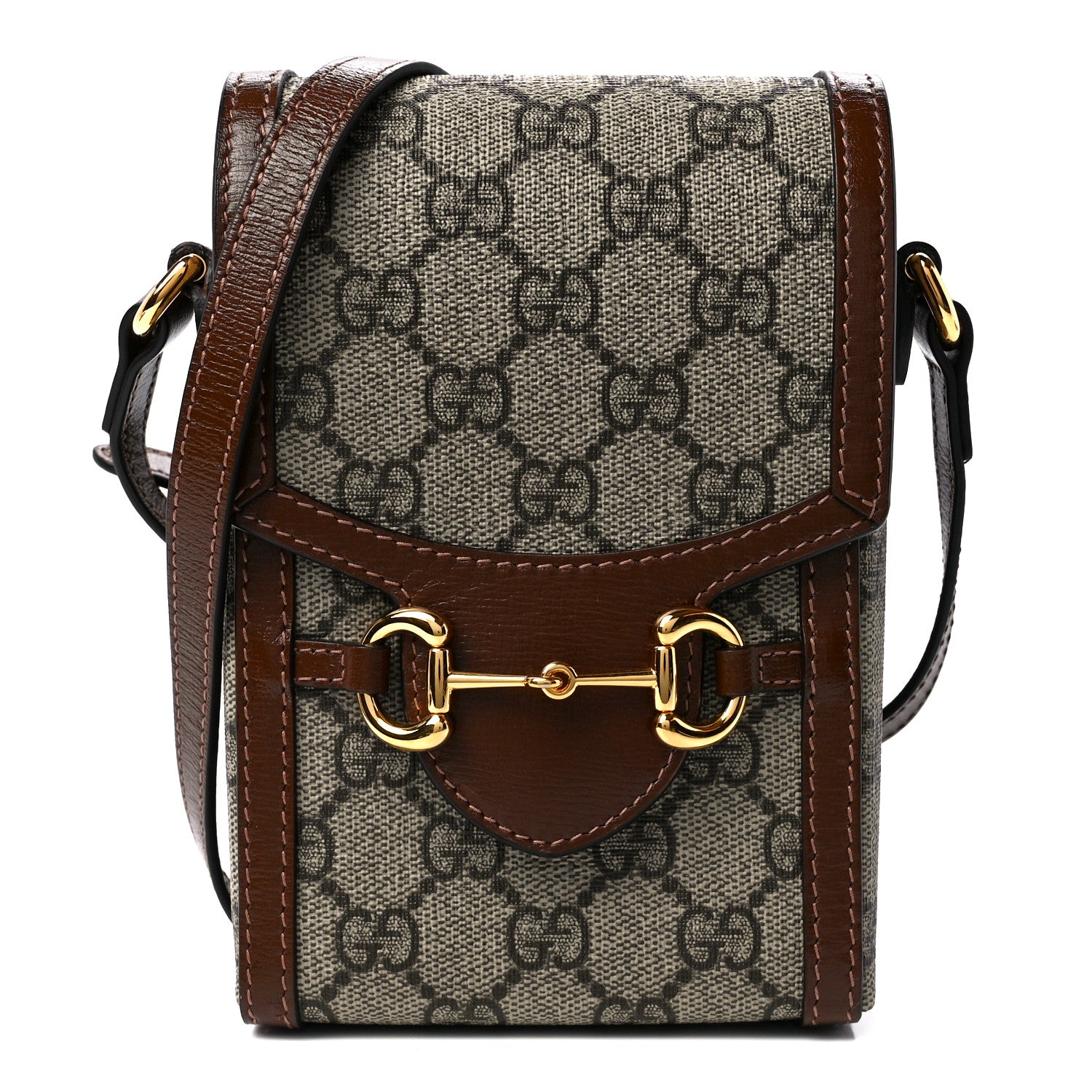 Gucci GG Supreme Monogram Mini Horsebit 1955 Crossbody Bag Beige Brown Sugar 1 of 11