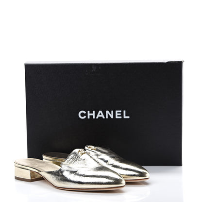 Chanel Metallic Sheepskin Mules 37.5 Gold 11 of 11