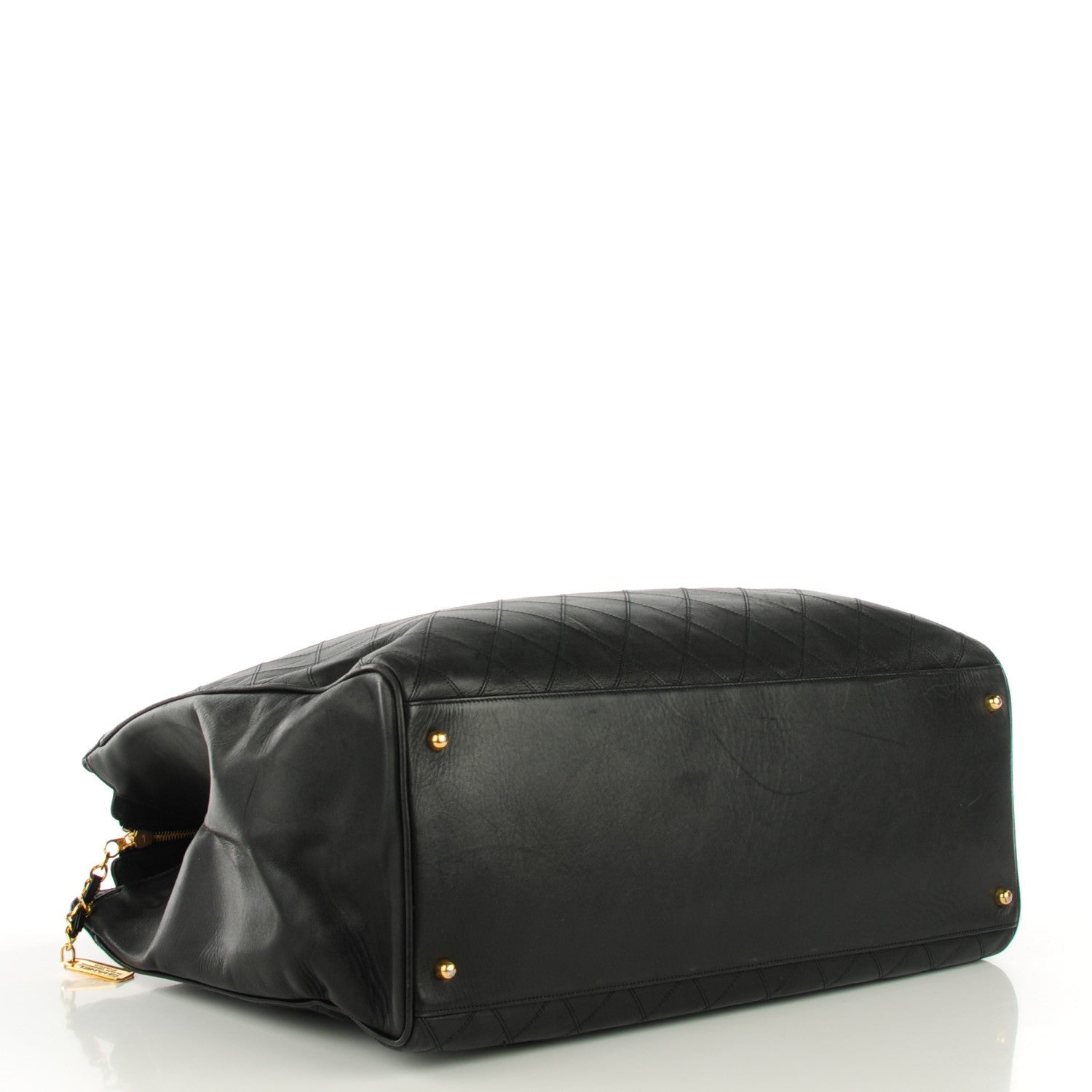 Chanel Calfskin Stitched XL Weekender Black 4 of 8